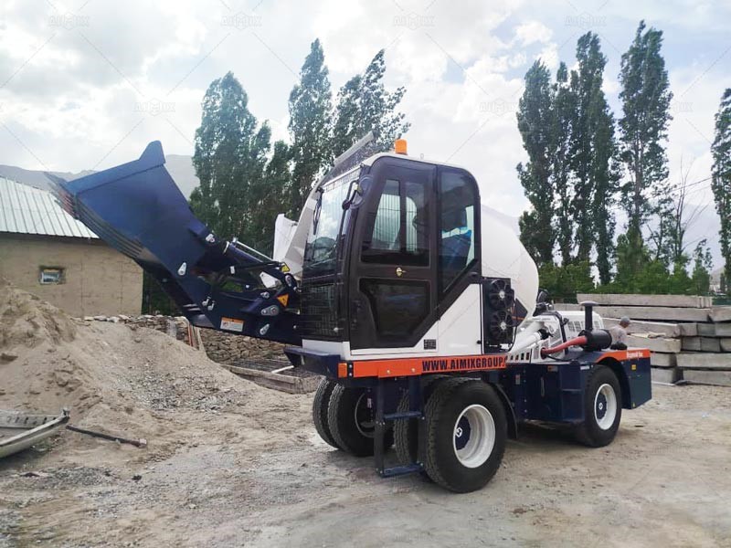 Aimix concrete mixer working onsite in Tajikistan